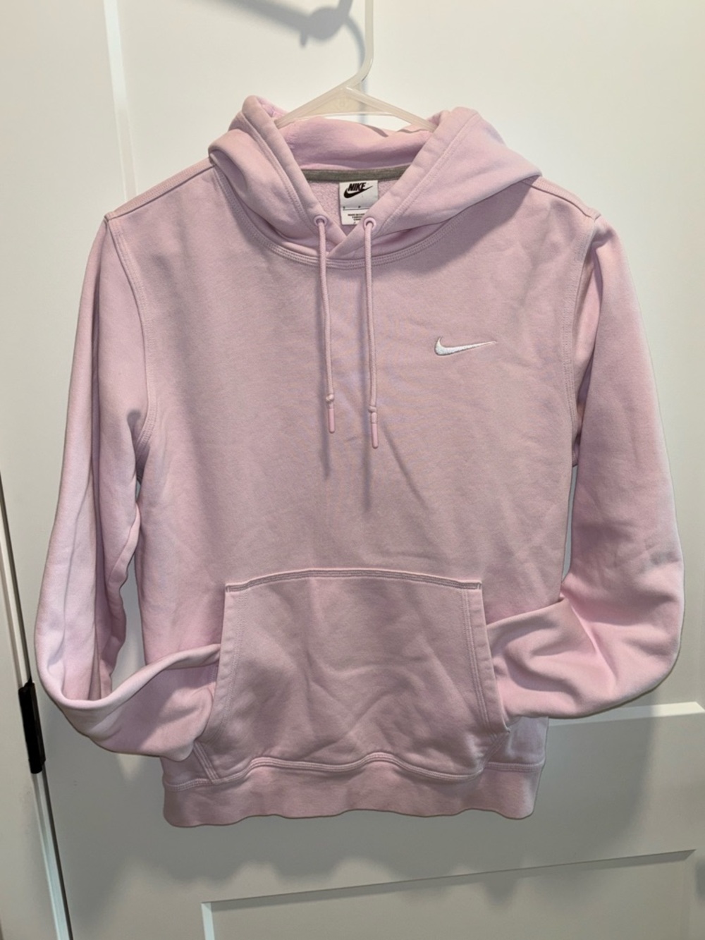 Nike Light Pink Hoodie w White Swoosh - Size Small